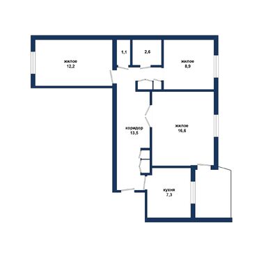 Трехкомнатная квартира, Космонавтов б-р - 250619, план 1