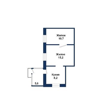 Двухкомнатная квартира, пер. 2-ой Северный - 260349, план 1