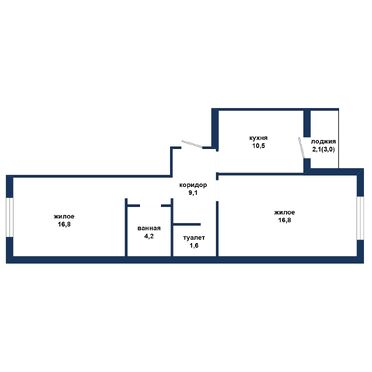 Двухкомнатная квартира, Олега Кошевого ул. - 260159, план 1