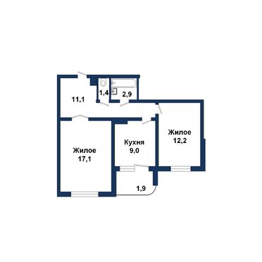 Двухкомнатная квартира, Молодогвардейская ул. - 260307, план 2