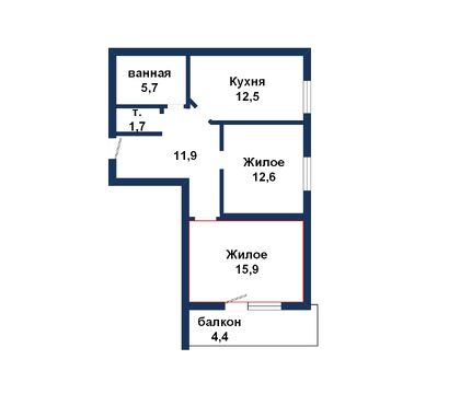 Комната в двухкомнатной квартире, Красногвардейская ул. - 260008