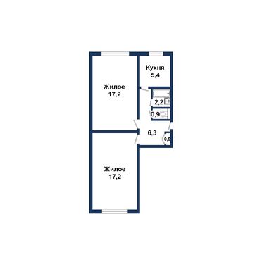 Двухкомнатная квартира, Советской Конституции ул. - 260085, план 1