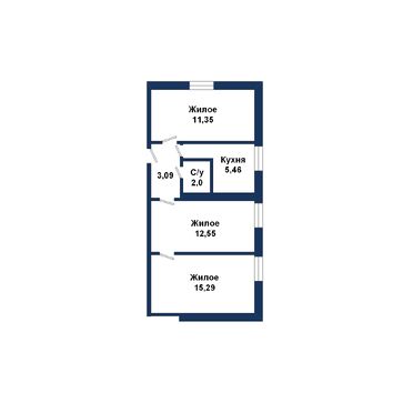 Трехкомнатная квартира, ГОБК ул. - 260154, план 1