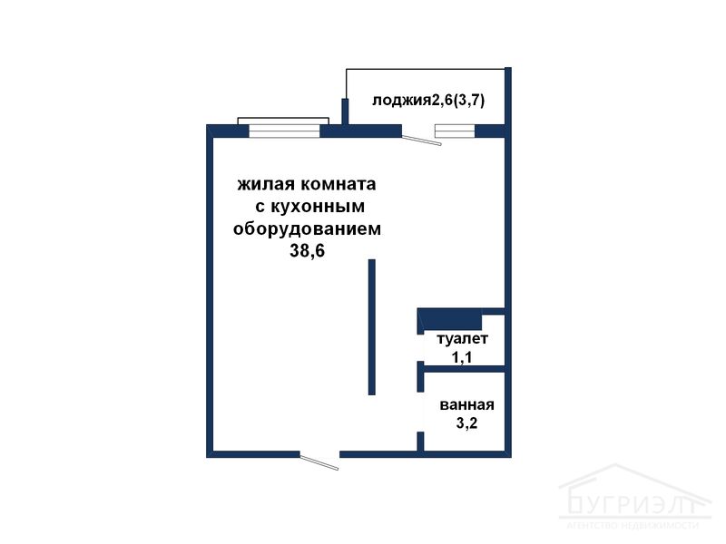 Однокомнатная квартира, Лт-Рябцева ул.- 260164, фото 1