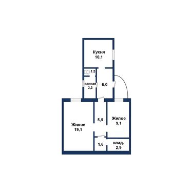 Двухкомнатная квартира в доме - 260167, план 1