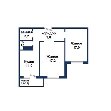 Двухкомнатная квартира, Луцкая ул. - 260148, план 1