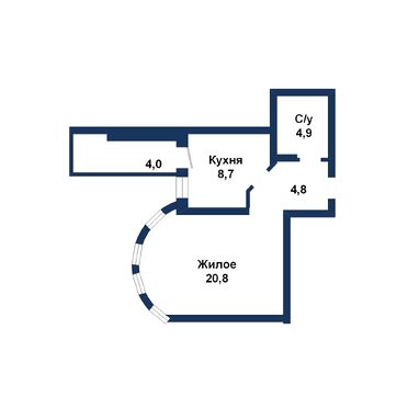 Однокомнатная квартира, Жукова пер. - 250129, план 1