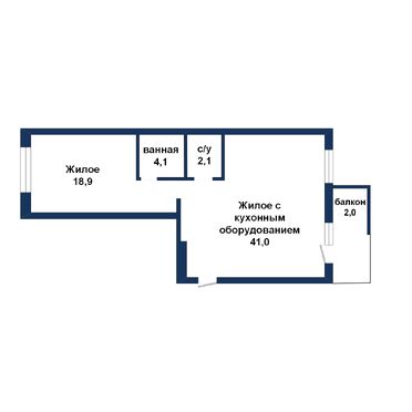 Двухкомнатная квартира в ЖК ЦЕНТР ,Фомина ул. - 260004, план 1