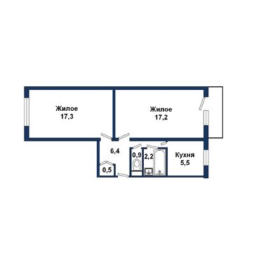 Двухкомнатная квартира, Советской Конституции ул. - 260292, план 1