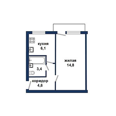 Однокомнатная квартира, Жукова ул. - 230684, план 1
