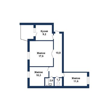 Трехкомнатная квартира, Фортечная ул. - 260200, план 1