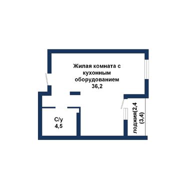 Однокомнатная квартира, Октябрьской революции ул. - 260106, план 1