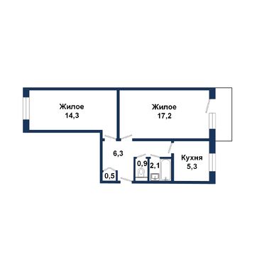 Двухкомнатная квартира, Московская ул.-260166, план 1