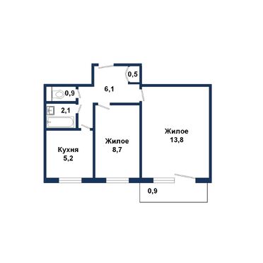 Двухкомнатная квартира, Московская ул. - 260177, план 1