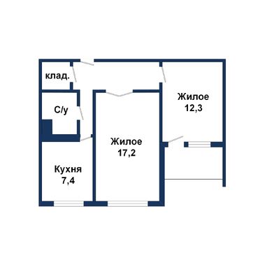 Двухкомнатная квартира, Пионерская ул. - 260083, план 1