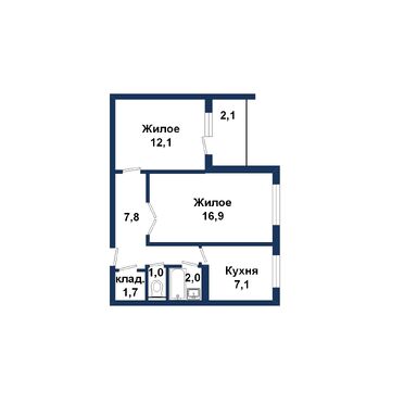 Двухкомнатная квартира, Орловская ул. - 260151, план 1