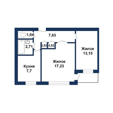 Двухкомнатная квартира, Адамковская ул.-260072, план 1