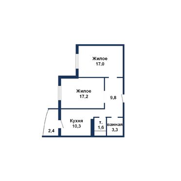 Двухкомнатная квартира, Луцкая ул. - 260012, план 1